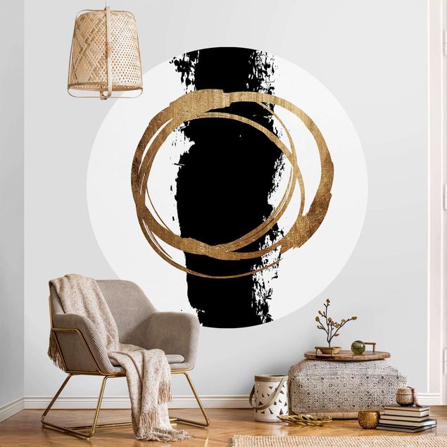 køkken dekorationer Abstract Shapes - Gold And Black
