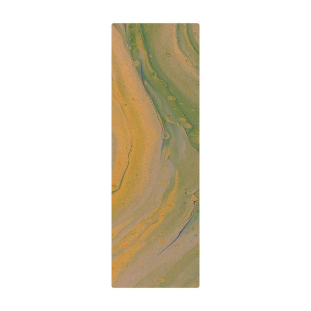 stort tæppe Abstract Marbling Yellow green