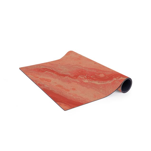 Tæpper under spisebordet Abstract Marbling Salmon-pink