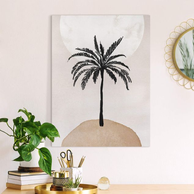 Billeder landskaber Abstract Island Of Palm Trees With Moon