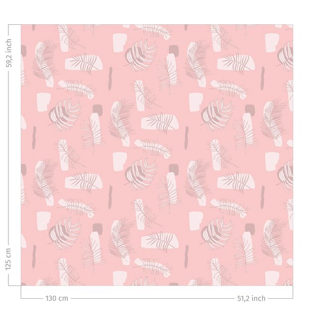 Mönstrade gardiner Abstract Pattern With Palm Leaves - Pale Pink