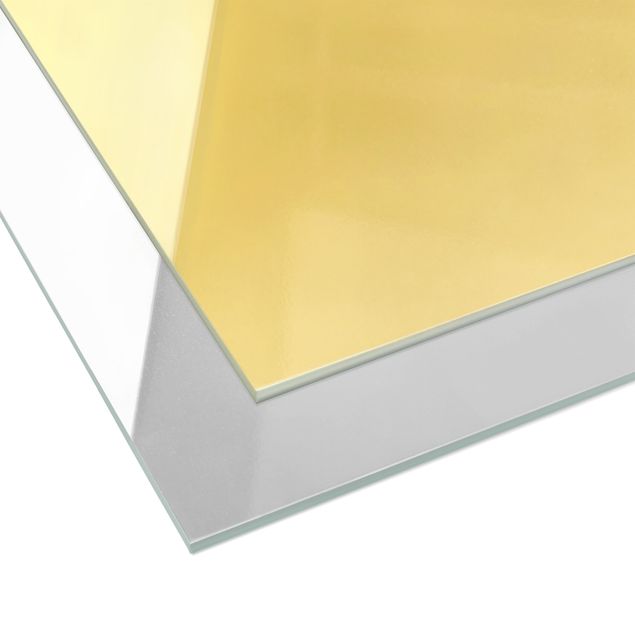 Glasbild - Abstraktes Seeufer in Gold - Hochformat 2:5