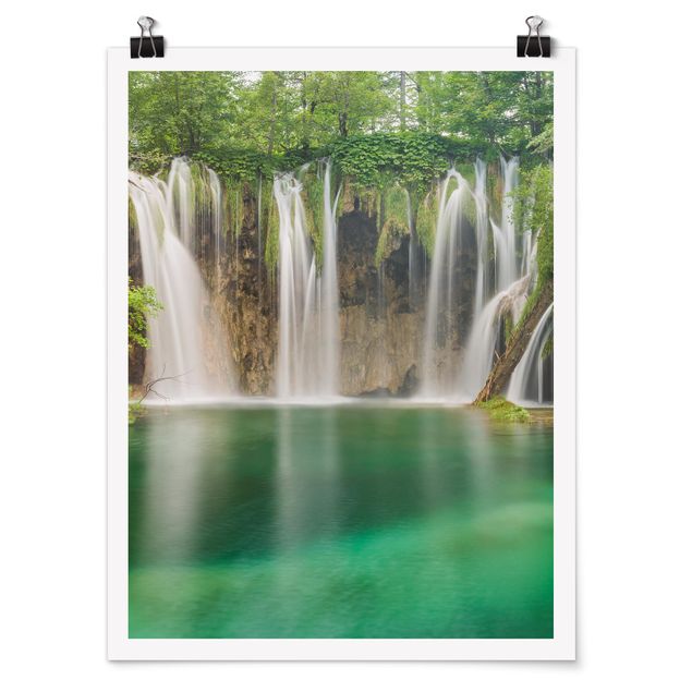 Plakater landskaber Waterfall Plitvice Lakes