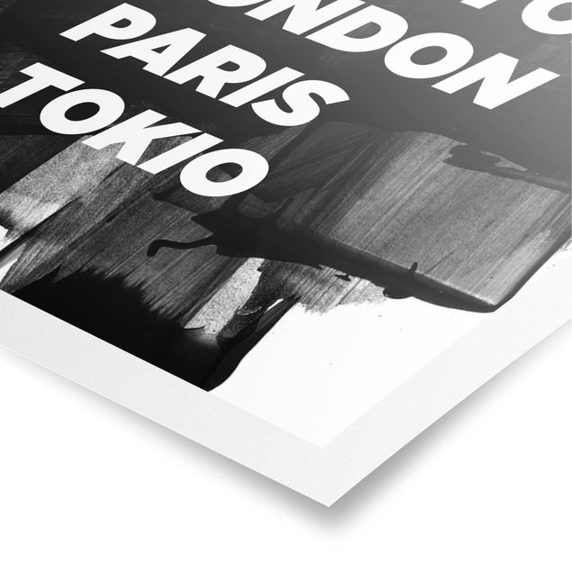 Plakater sort og hvid Berlin New York London