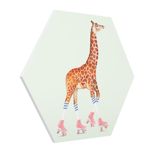 Billeder kunsttryk Giraffe With Roller Skates