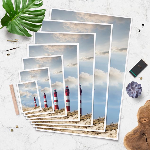 Billeder blå Lighthouse Between Dunes