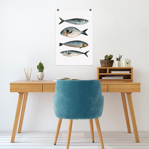 Billeder fisk Four Fish In Watercolour II