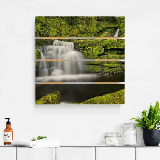 Prints på træ landskaber Lower Mclean Falls In New Zealand