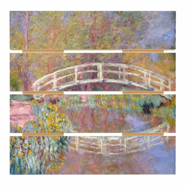 Prints på træ blomster Claude Monet - Bridge Monet's Garden