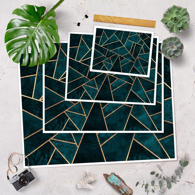 Plakater Dark Turquoise With Gold