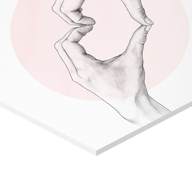 Sekskantede billeder Illustration Heart Hands Circle Pink White