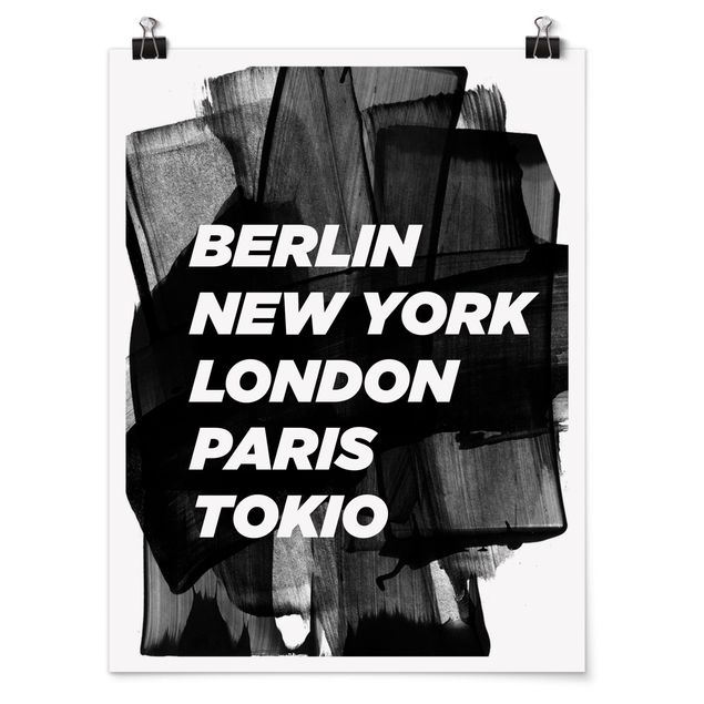 Plakater arkitektur og skyline Berlin New York London