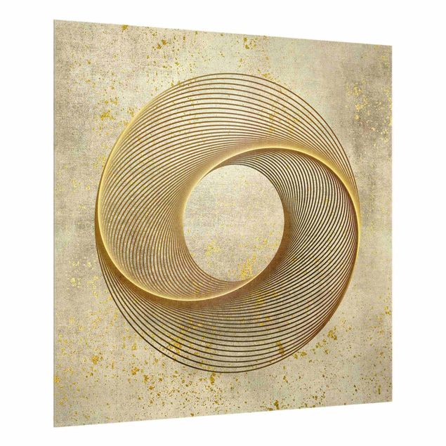 Stænkplader glas Line Art Circling Spirale Gold