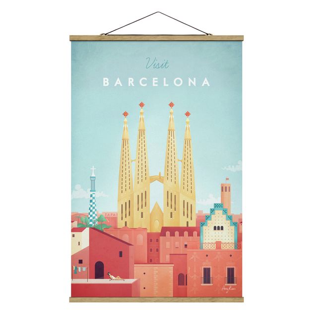 Billeder retro Travel Poster - Barcelona