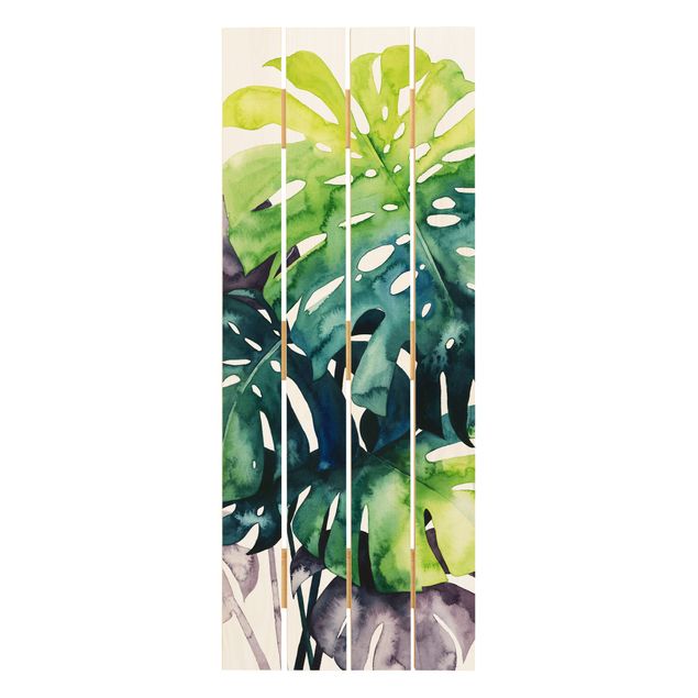 Prints på træ Exotic Foliage - Monstera