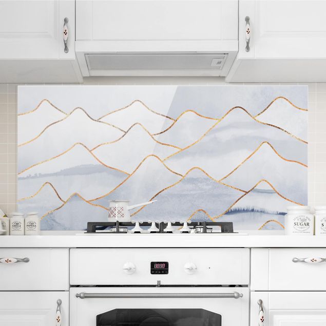 køkken dekorationer Watercolor Mountains White Gold