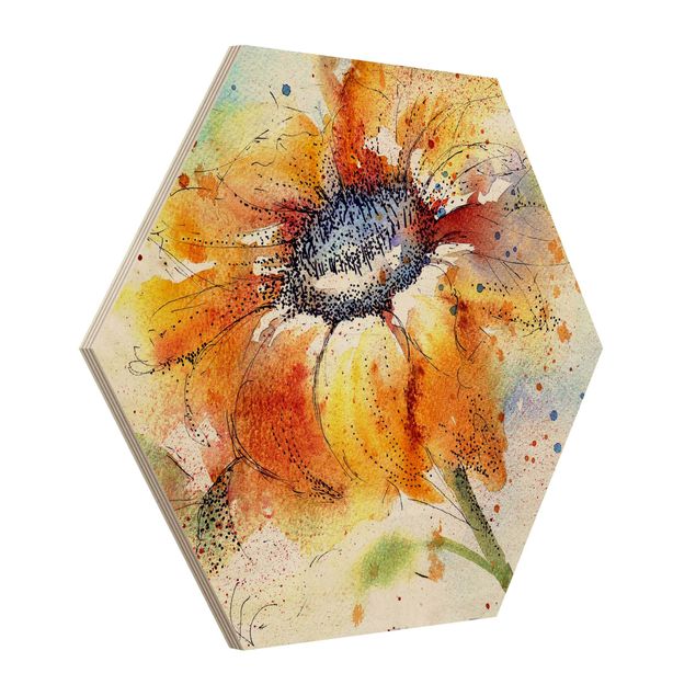 Sekskantede billeder Painted Sunflower