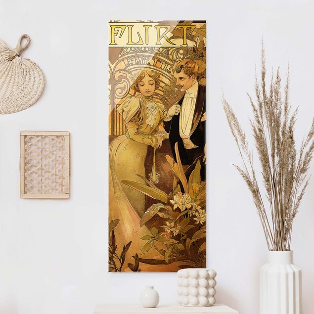 Kunst stilarter art deco Alfons Mucha - Advertising Poster For Flirt Biscuits