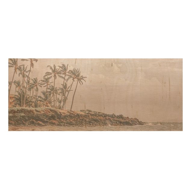 Prints på træ landskaber Aloha Hawaii Beach