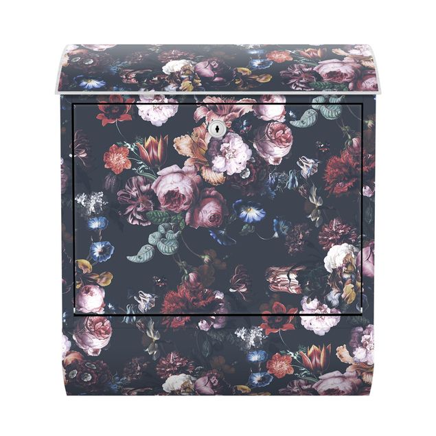 Postkasser vintage Old Masters Flowers With Tulips And Roses On Dark Gray