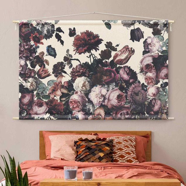 Gobelin vintage Old Masters Flower Rush With Roses Bouquet
