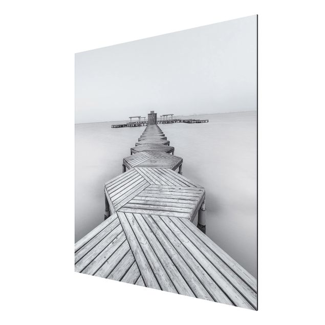Billeder 3D Wooden Pier In Black And White
