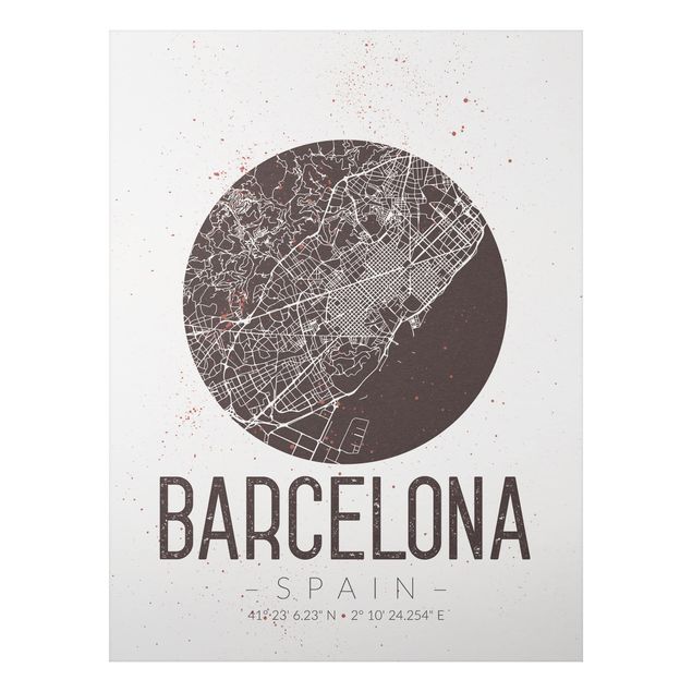 Billeder verdenskort Barcelona City Map - Retro