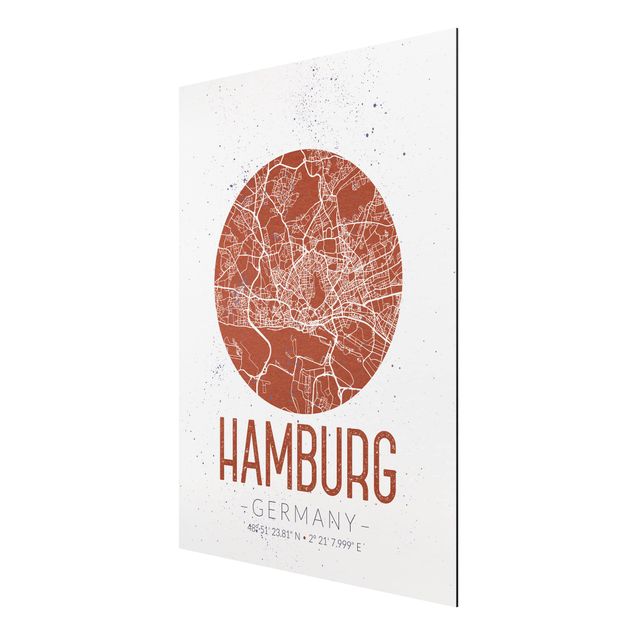 Billeder ordsprog Hamburg City Map - Retro