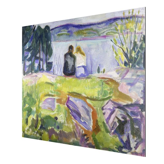 Kunst stilarter post impressionisme Edvard Munch - Spring (Love Couple On The Shore)
