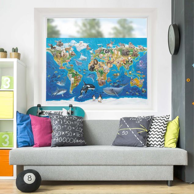 Selvklæbende folier World Map With Animals
