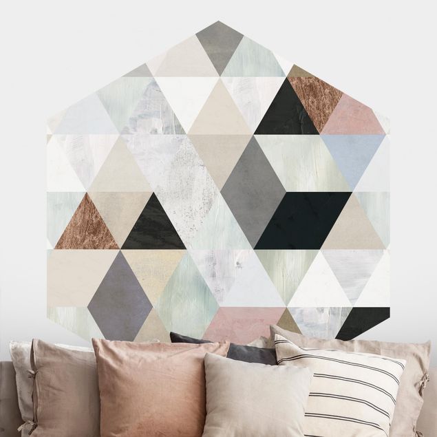 Geometrisk tapet Watercolour Mosaic With Triangles I