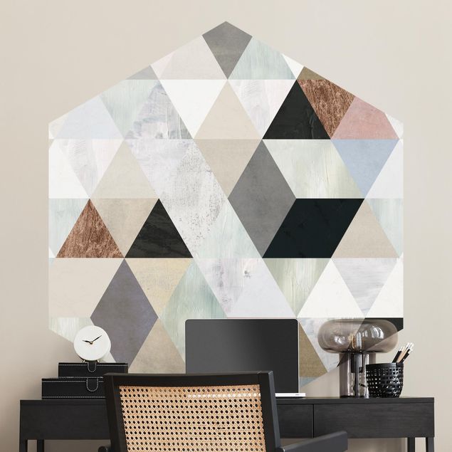 køkken dekorationer Watercolour Mosaic With Triangles I