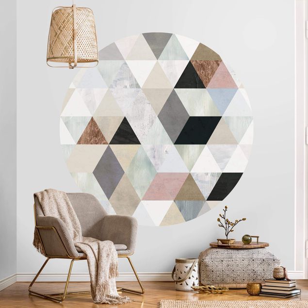 Geometrisk tapet Watercolour Mosaic With Triangles I