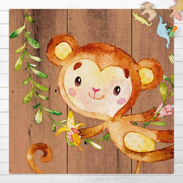 Børneværelse deco Watercolour Monkey On Wood
