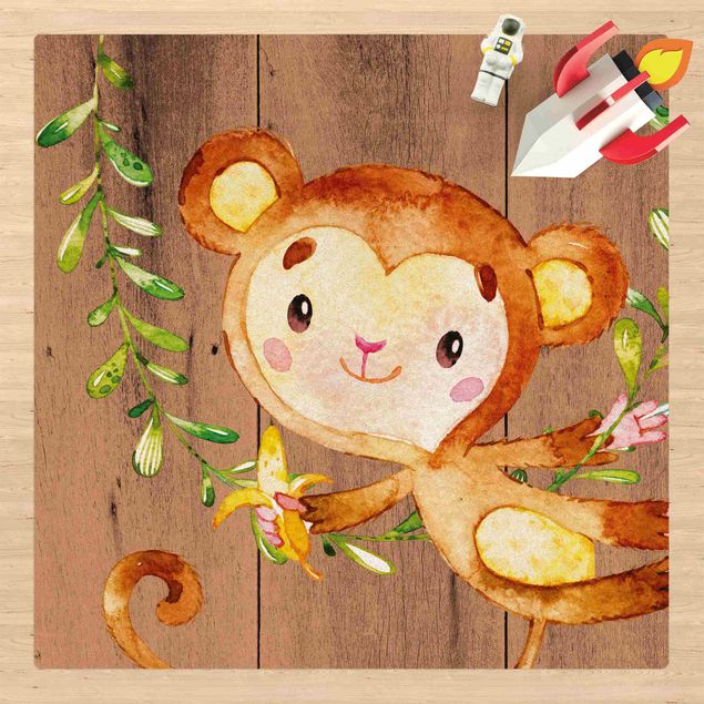 Kork måtter Watercolour Monkey On Wood