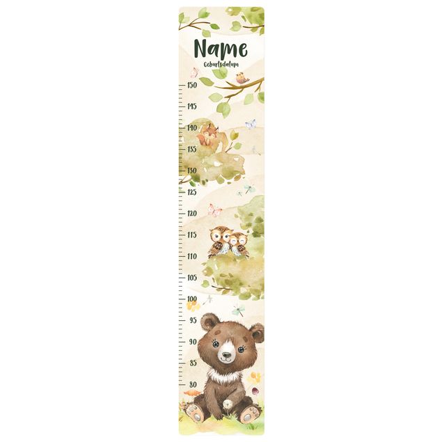 Wallstickers bjørne Watercolour bear with custom name