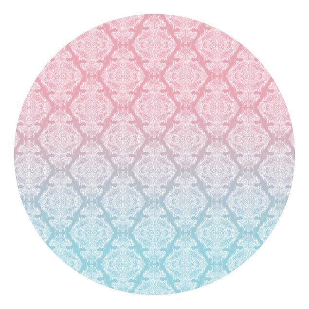 Tapet moderne Watercolour Baroque Pattern With Blue Pink Gradient