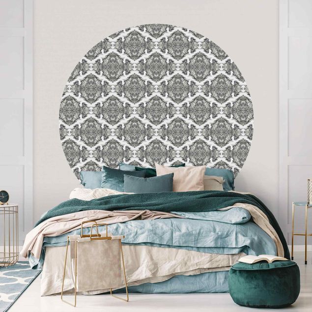 Ornamenter tapet Watercolour Baroque Pattern With Ornaments In Grey