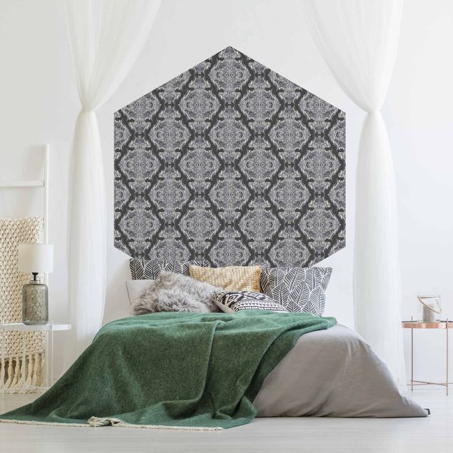 Moderne tapet Watercolour Baroque Pattern In Front Of Dark Gray