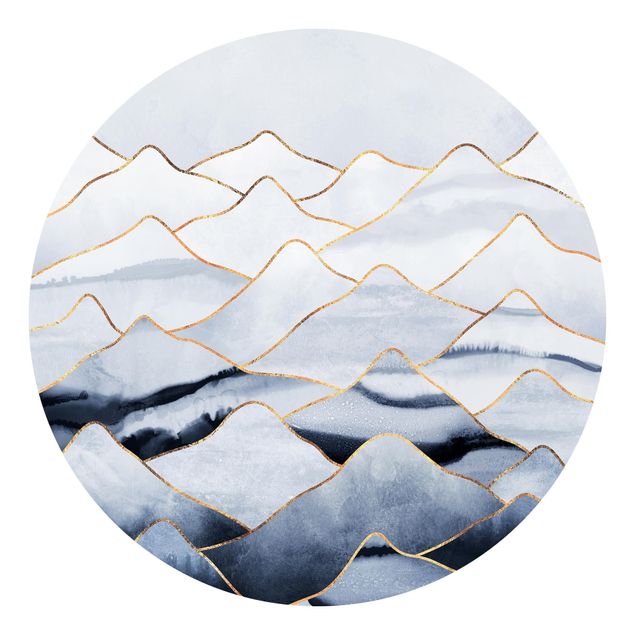 Moderne tapet Watercolour Mountains White Gold