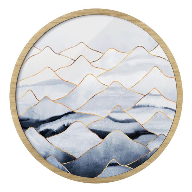 Billeder abstrakt Watercolour Mountains White Gold