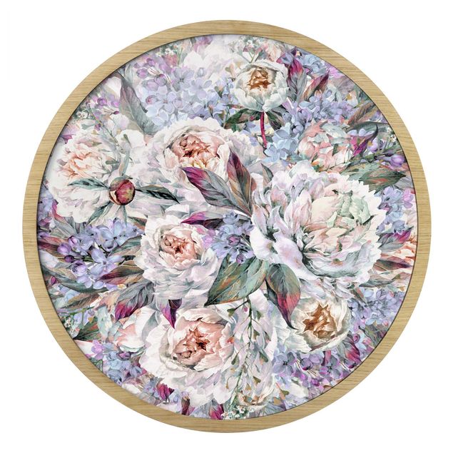 Billeder farvet Watercolour Lilac Peony Bouquet