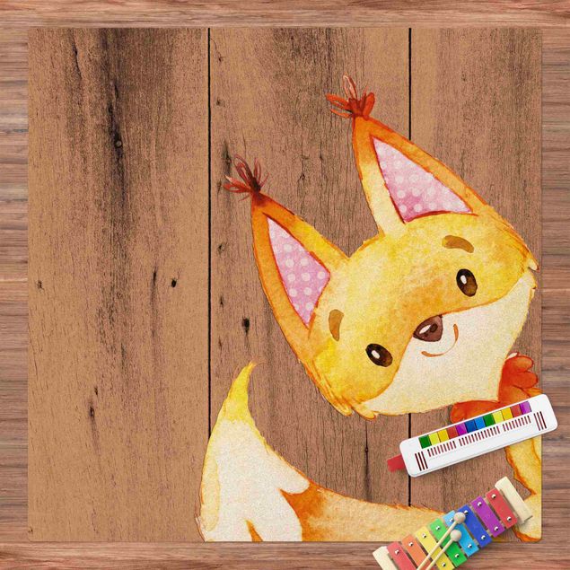 Kork måtter Watercolour Fox On Wood