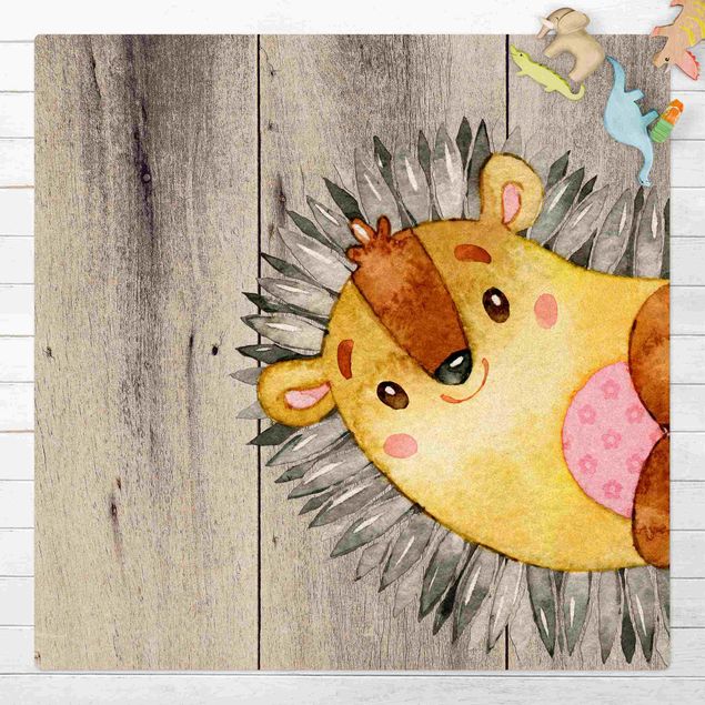 Kork måtter Watercolour Hedgehog On Wood