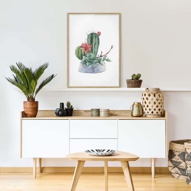 Billeder blomster Watercolour Cacti Illustration
