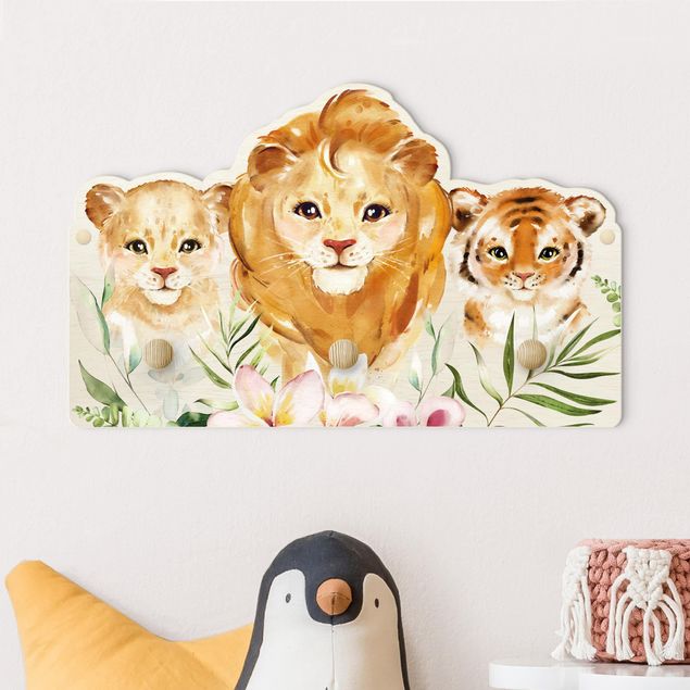 Børneværelse deco Watercolour Big Cats Tiger Lion