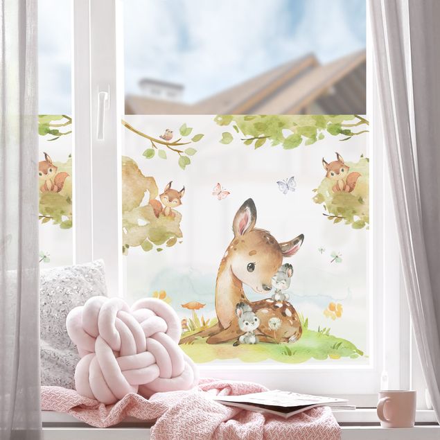 Selvklæbende folier Watercolour Deer Rabbit and Squirrel