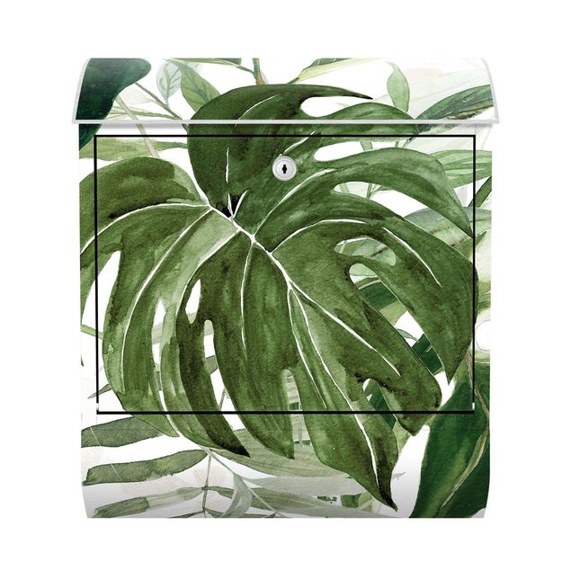 Postkasser grøn Watercolour Tropical Arrangement With Monstera
