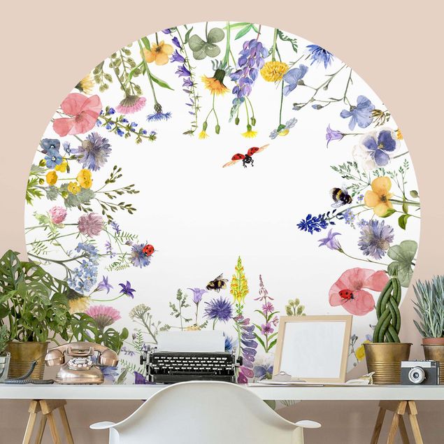 køkken dekorationer Watercolour Flowers With Ladybirds
