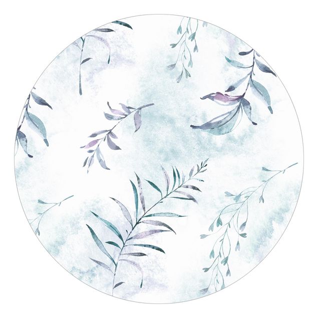 Moderne tapet Watercolour Branches In Mint Blue